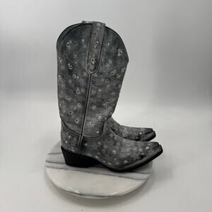 J.B.Dillon Star gray leather Cowgirl boots